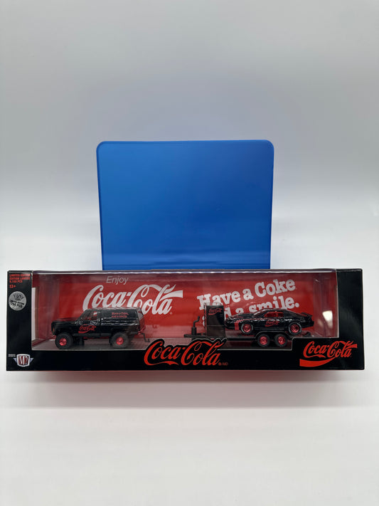 M2 Machines Hauler - Coca Cola Series - 1973 Chevrolet Cheyenne Super 10 4X4 & 1985 Chevrolet Camaro Iroc Z - Chase