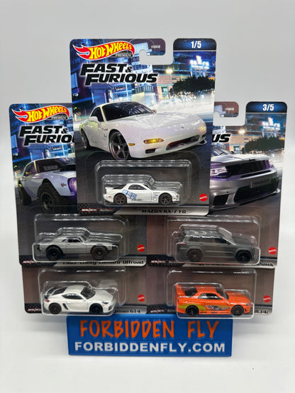 Hot Wheels Premium - Retro Entertainment Fast & Furious 2023 Mix A Set of 5