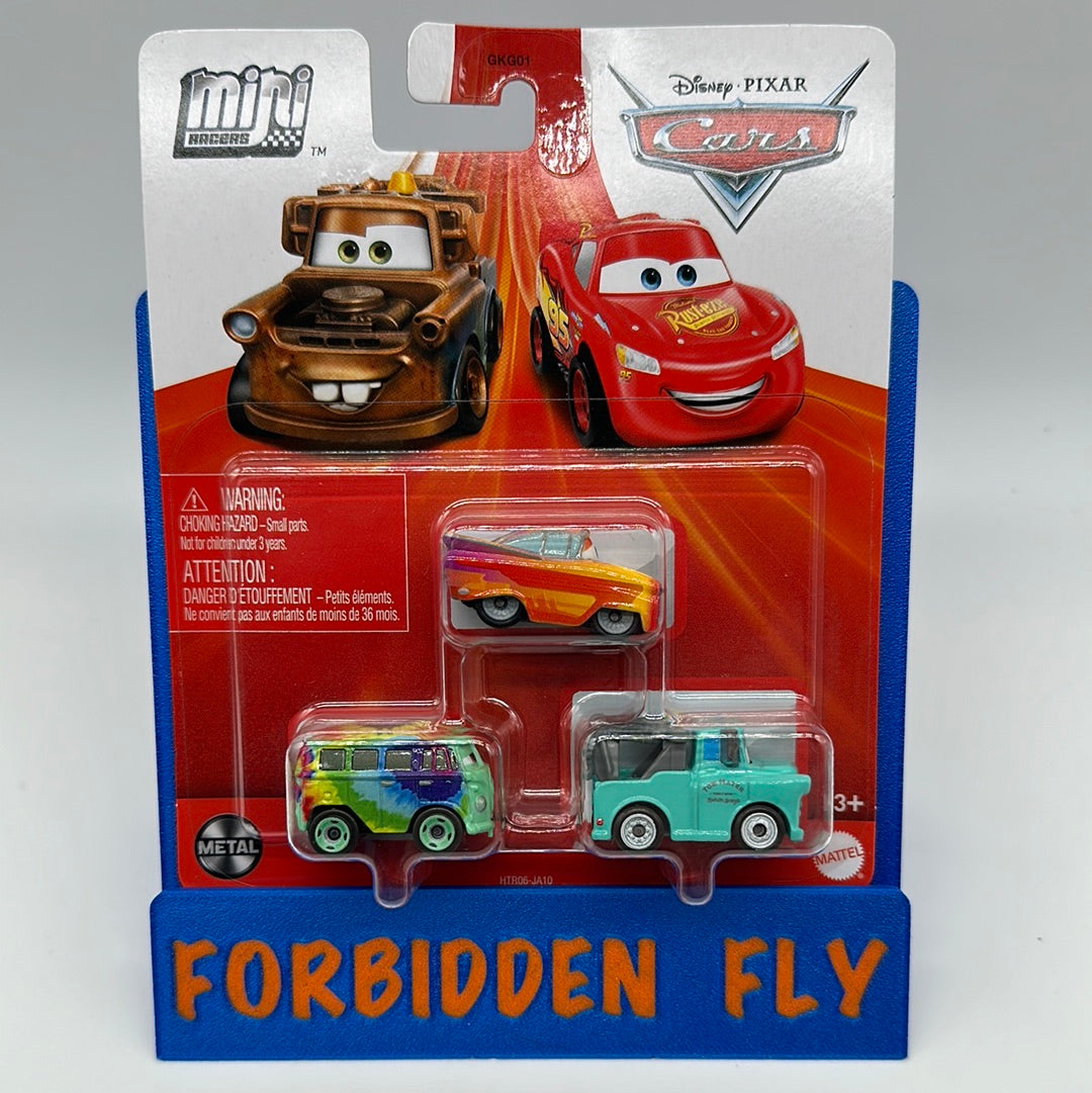 Disney Pixar Cars Movie - 2024 Metal Mini Racers 3 Pack - Brand New Mater, Tie Dye Fillmore, Radiator Springs Ramone