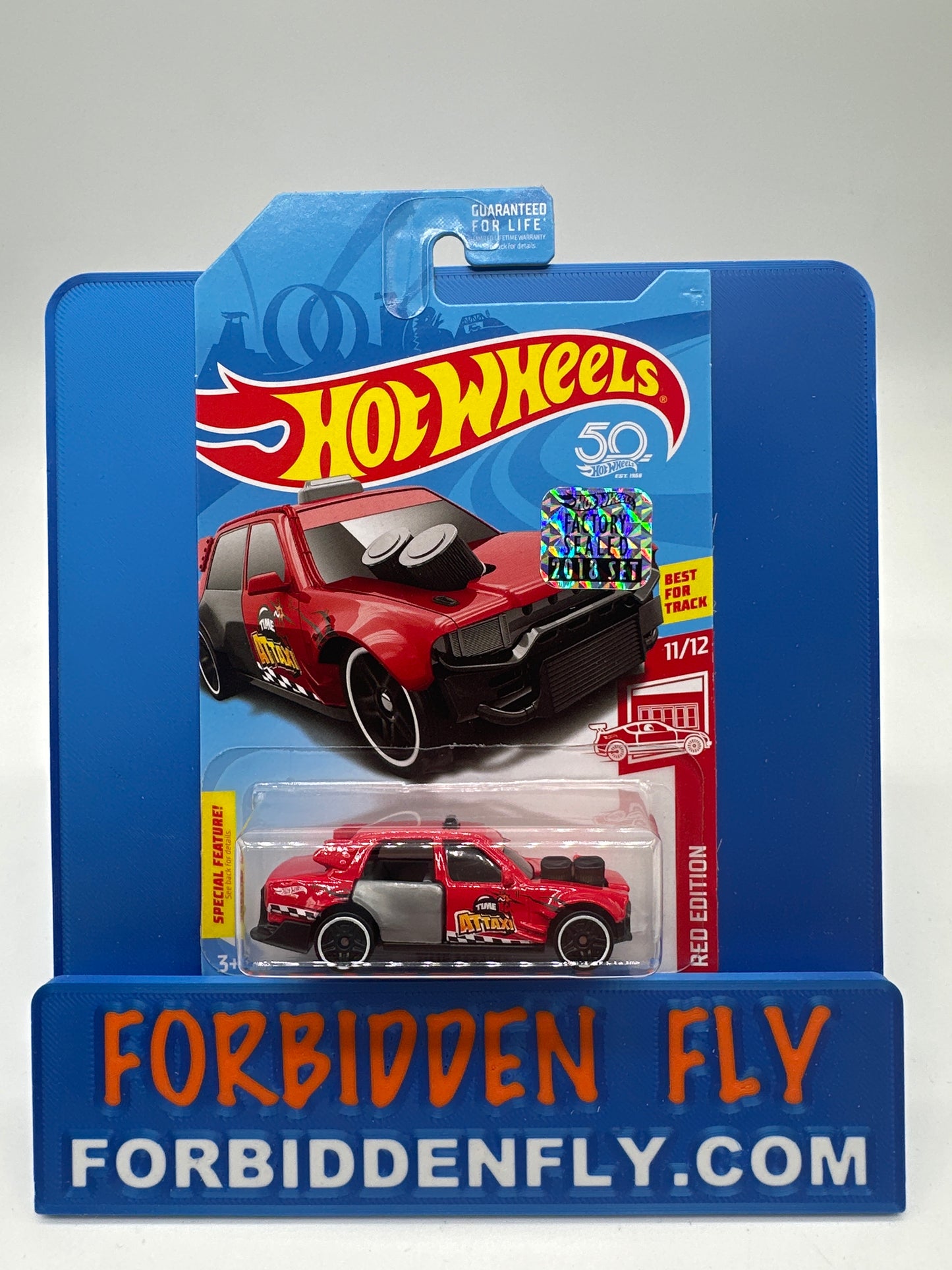 Hot Wheels 2018 Factory Stickered Target Exclusive Red Edition #11/12 - Time Attaxi