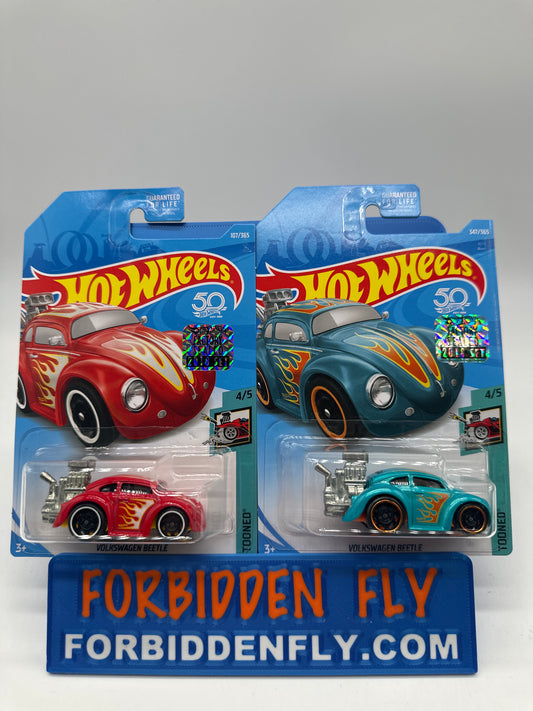Hot Wheels Mainline - Factory Stickered 2018 - Tooned Volkswagen Beetle - Lot Of 2