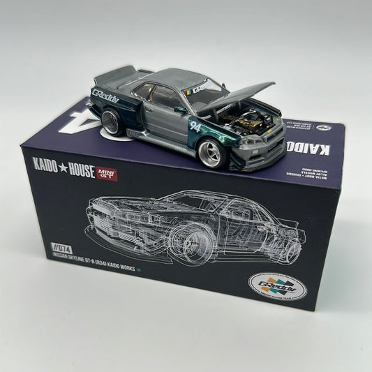 Kaido House (x MiniGT) - Chase #074 - Green Nissan Skyline GT-R (R34) Kaido Works