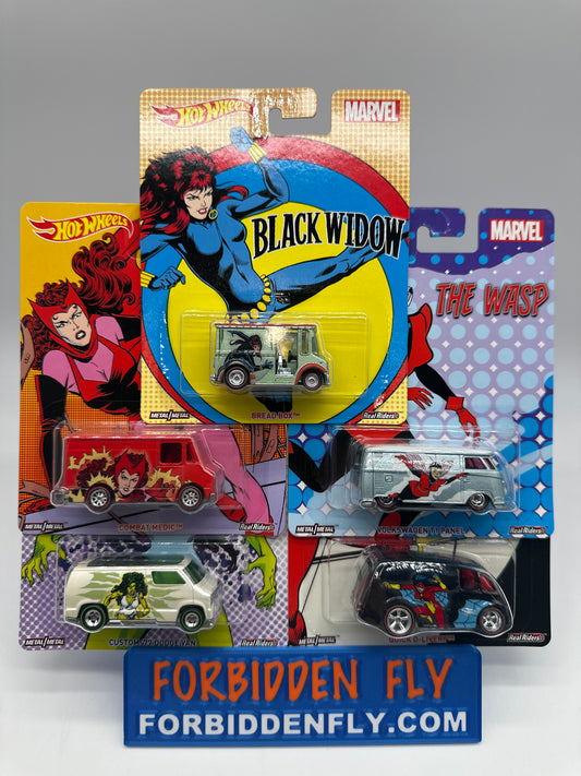 Hot Wheels Premium - Pop Culture 2017 Women Of Marvel Series - Complete Set of 5
