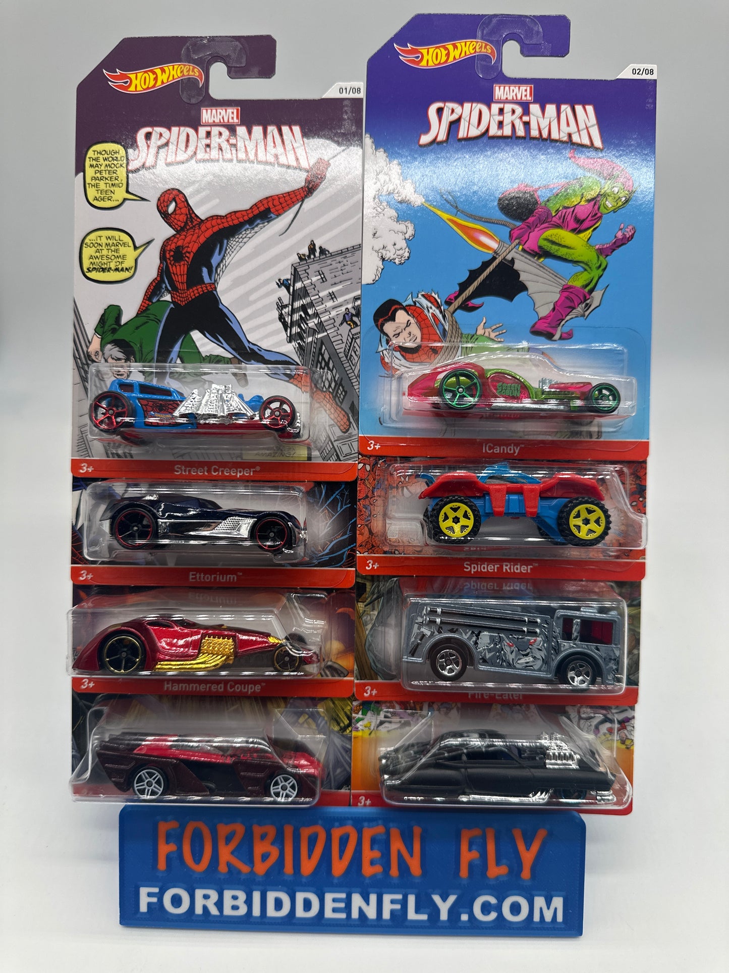 Hot Wheels - 2013 Wal Mart Exclusive Marvel Spider-Man Series - Complete Set of 8