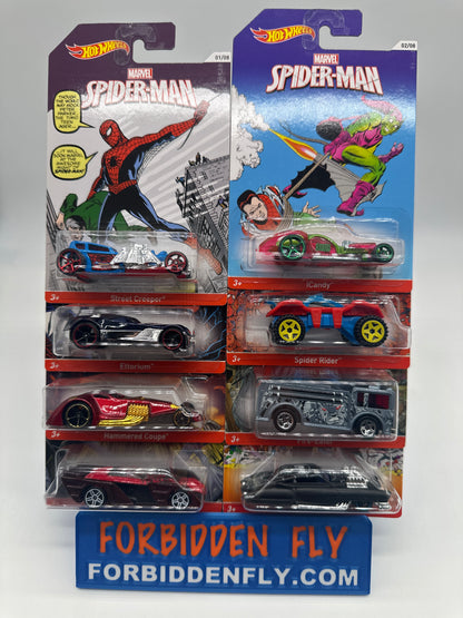 Hot Wheels - 2013 Wal Mart Exclusive Marvel Spider-Man Series - Complete Set of 8