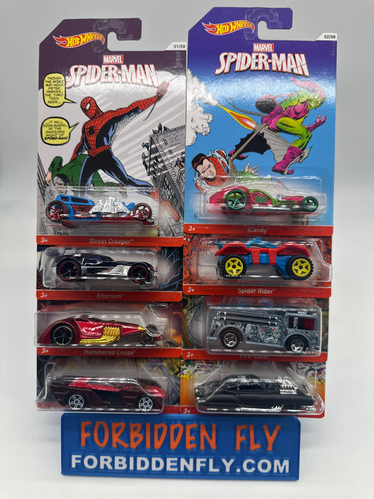 Hot Wheels - 2013 Wal Mart Exclusive Marvel Spider-Man Series - Complete Set of 8