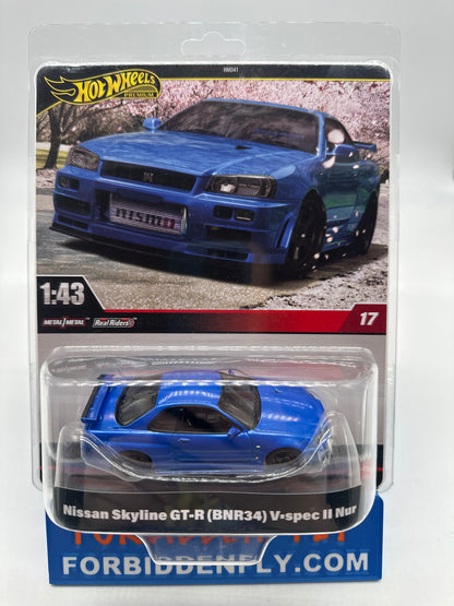 Hot Wheels Premium - 1:43 Scale #17 - Nissan Skyline GT-R (BNR34) V-Spec II Nur