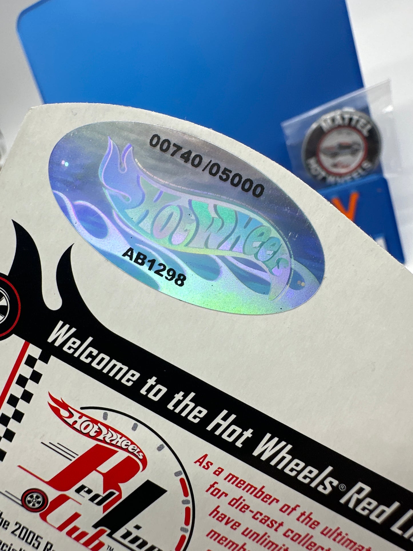 Hot Wheels RLC Red Line Club - 2005 Club Car Release - Olds 442 - Chrome & Blue Stripe (w/ Pin)