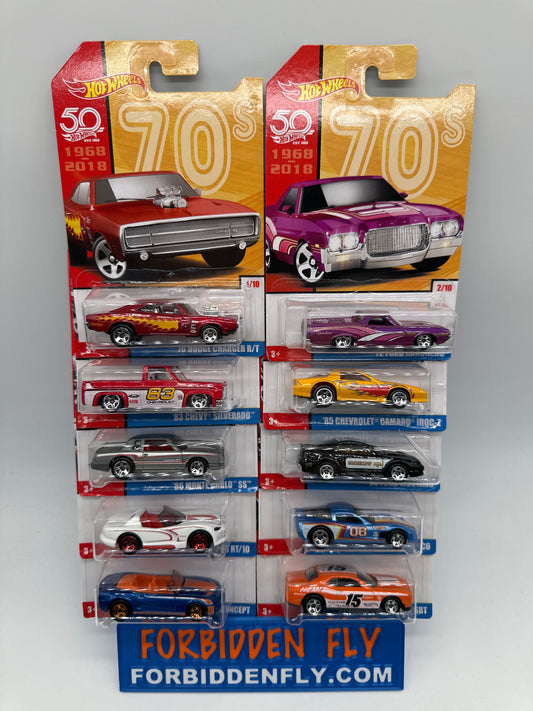 Hot Wheels - 2018 Target Exclusive Decades Series - Complete Set of 10 *BAD CARDS*