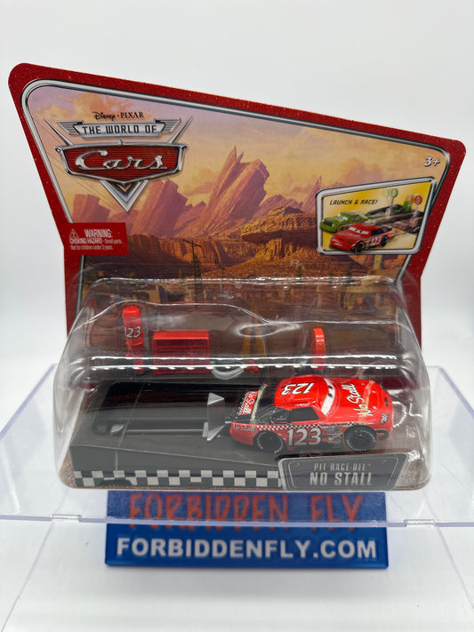 Disney Pixar Cars Movie - World of Cars Launcher and Vehicle Set - Pit Row Race Off No Stall #123