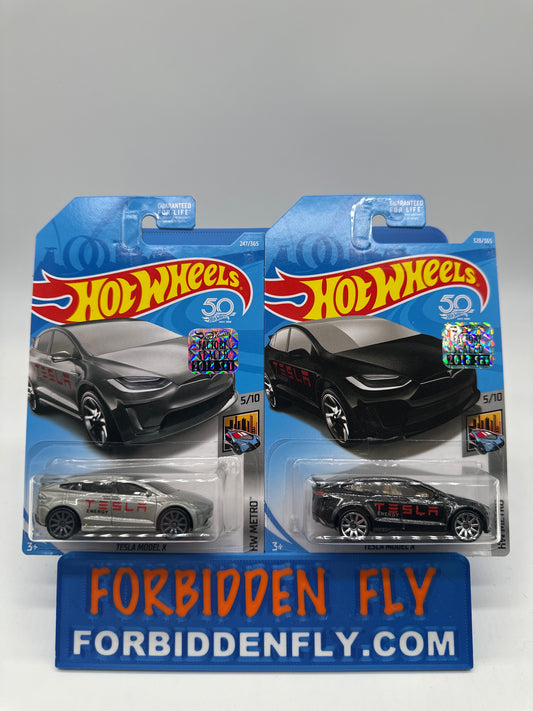 Hot Wheels Mainline - Factory Stickered 2018 - Tesla Model X - Lot Of 2