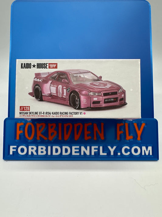 Kaido House (x MiniGT) - Regular Release #128 - Pink Nissan Skyline GT-R (R34) Kaido Racing Factory V1