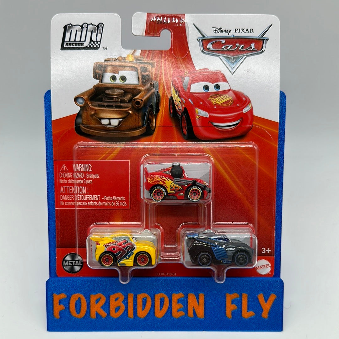 Disney Pixar Cars Movie - Metal Mini Racers 3 Pack - 2023 Release - Lightning McQueen w/ Headset, Rusteze Cruz Ramirez, Jackson Storm