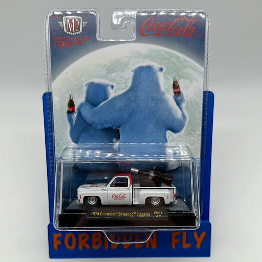 M2 Machines Clamshell Acrylic Boxed Car - PB01 - Holiday Coca-Cola 1974 Chevrolet Silverado Stepside