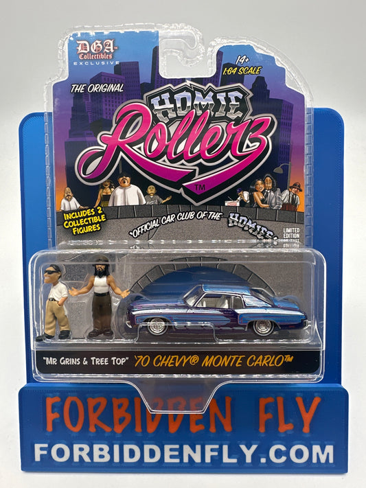 GreenLight & DGA Collectibles - 2025 Series 1 Homie Rollerz - ‘70 Chevy Monte Carlo With Mr. Grins & Tree Top Homies