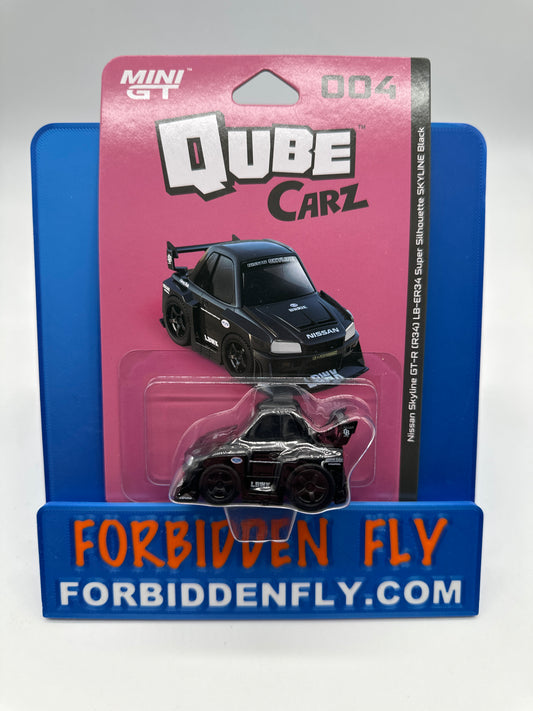 Mini GT Qube Carz - #004 Nissan Skyline GT-R (R34) LB-ER34 Super Silhouette Skyline Black