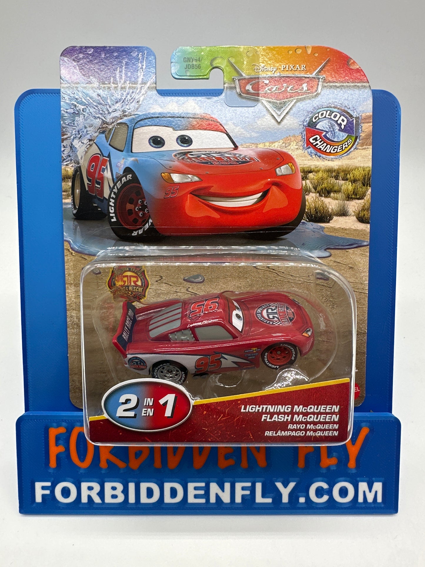 Disney Pixar Cars Movie - Color Changers - Race & Rescue Series - Rally Race Lightning McQueen - Red To Blue