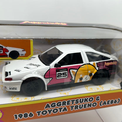 Jada 1:24 Scale - Anime Aggretsuko - 1986 Toyota Trueno (AE86) & Aggretsuko Figure