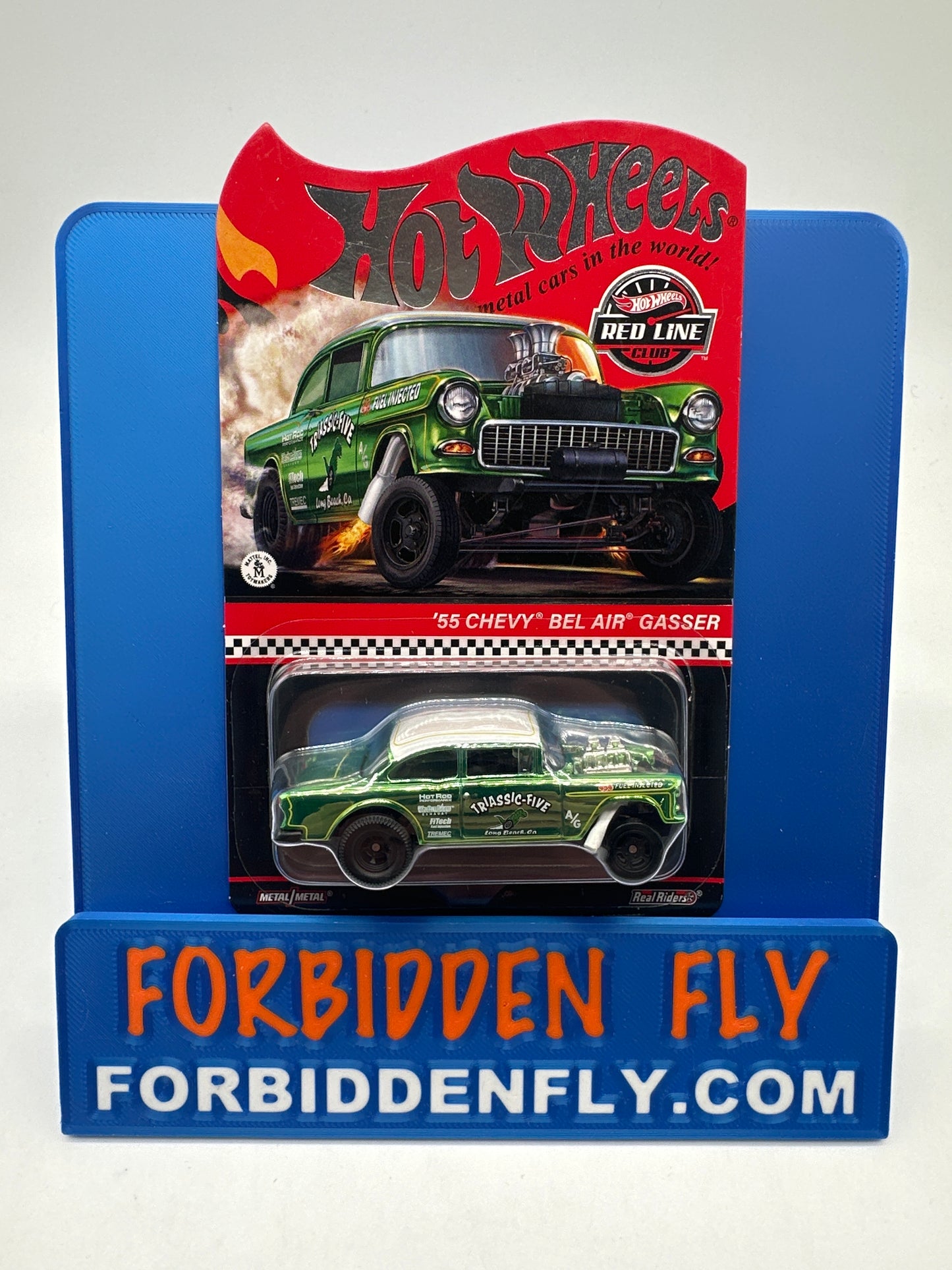 Hot Wheels RLC Red Line Club - 2022 Green Triassic-Five ‘55 Chevy Bel Air Gasser