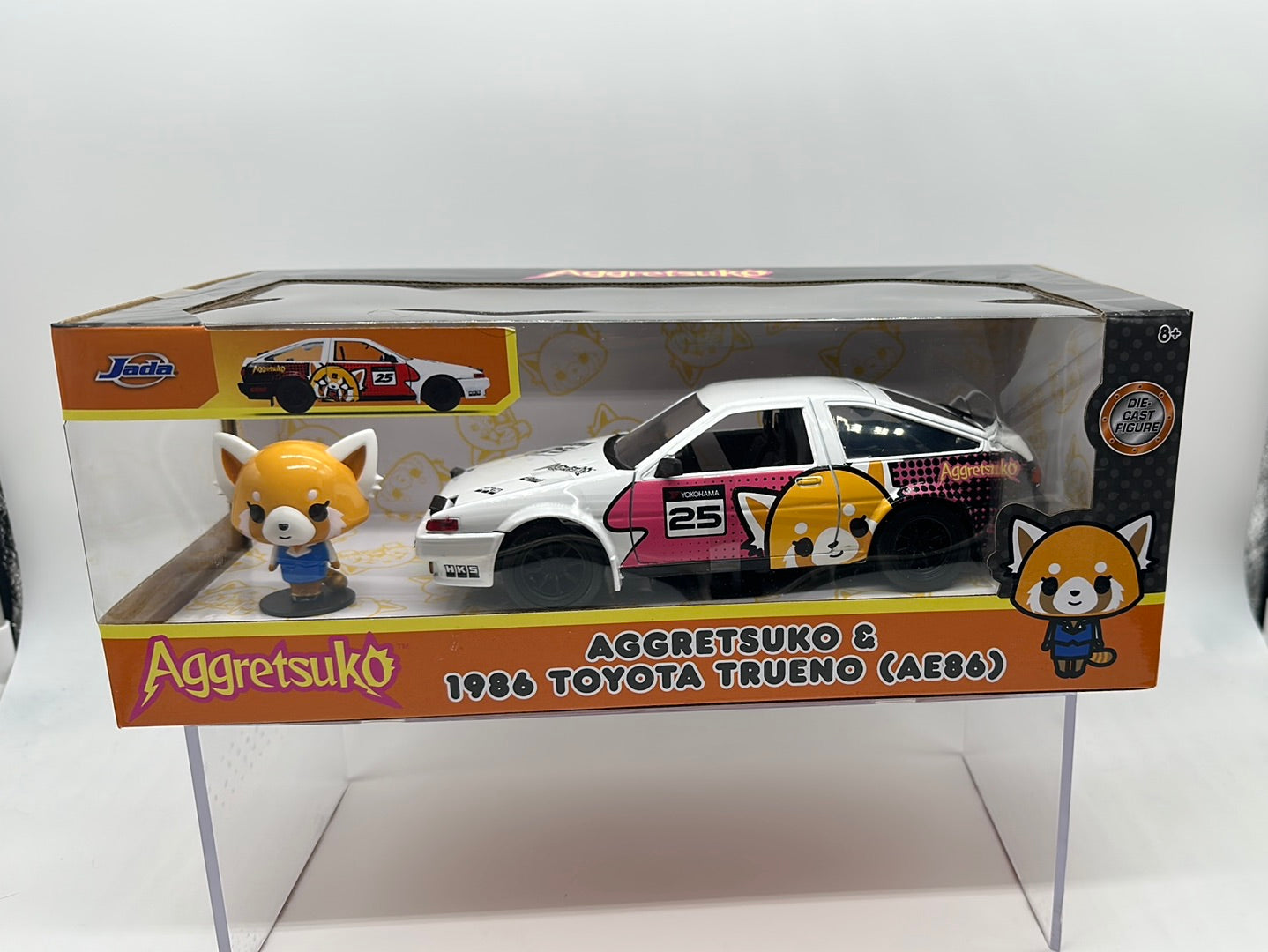 Jada 1:24 Scale - Anime Aggretsuko - 1986 Toyota Trueno (AE86) & Aggretsuko Figure