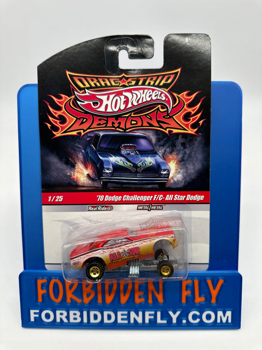 Hot Wheels Vintage Drag Strip Demons Series - #1/25 - ‘70 Dodge Challenger F/C - All Star Dodge