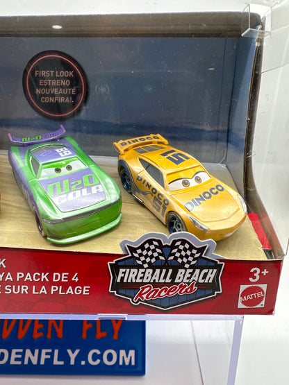 Disney Pixar Cars Movie - Fireball Beach Racing (Four) 4 Pack - Jackson Storm, Lightning McQueen, H.J. Hollis and Dinoco Cruz Ramirez