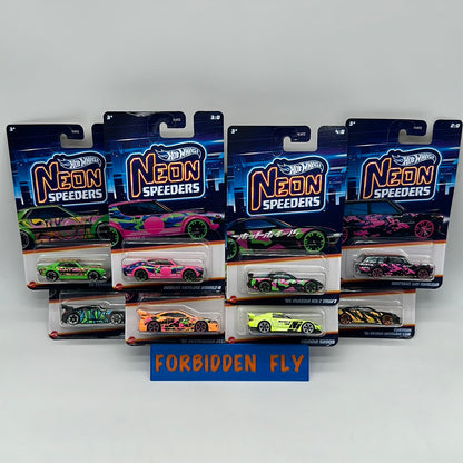 Hot Wheels - Walmart Exclusive Neon Speeders Series 2 - Complete Set of 8