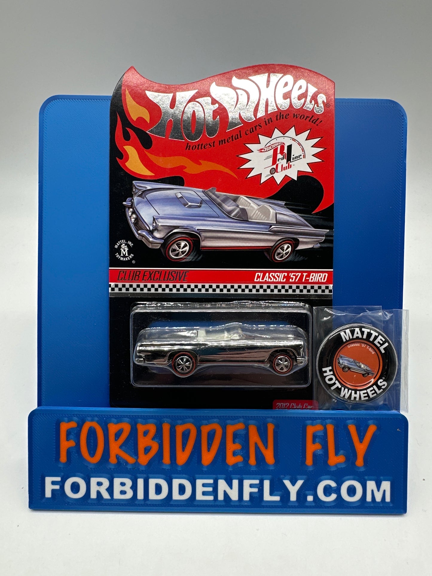 Hot Wheels RLC Red Line Club - 2012 Club Car Release - Classic ‘57 T-Bird - Chrome (w/ Pin)