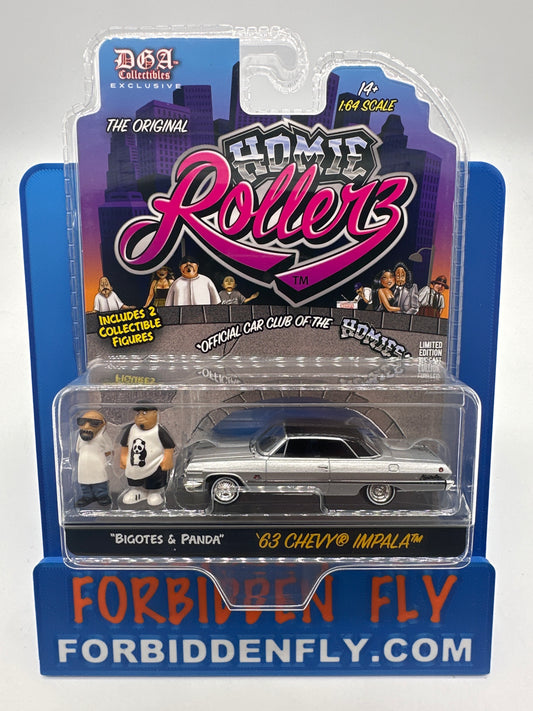 GreenLight & DGA Collectibles - 2025 Series 1 Homie Rollerz - ‘63 Chevy Impala With Bigotes & Panda Homies