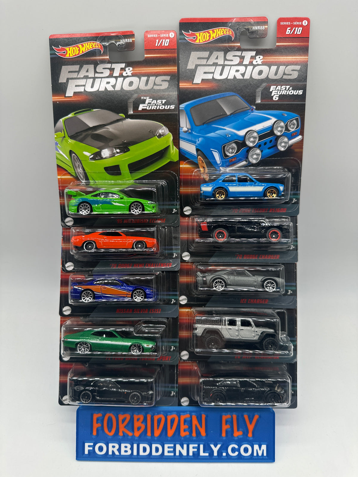 Hot Wheels Silver Series - Walmart Exclusive - 2023 Red Tab (Black Card) Fast & Furious Series 1 Complete Set of 10