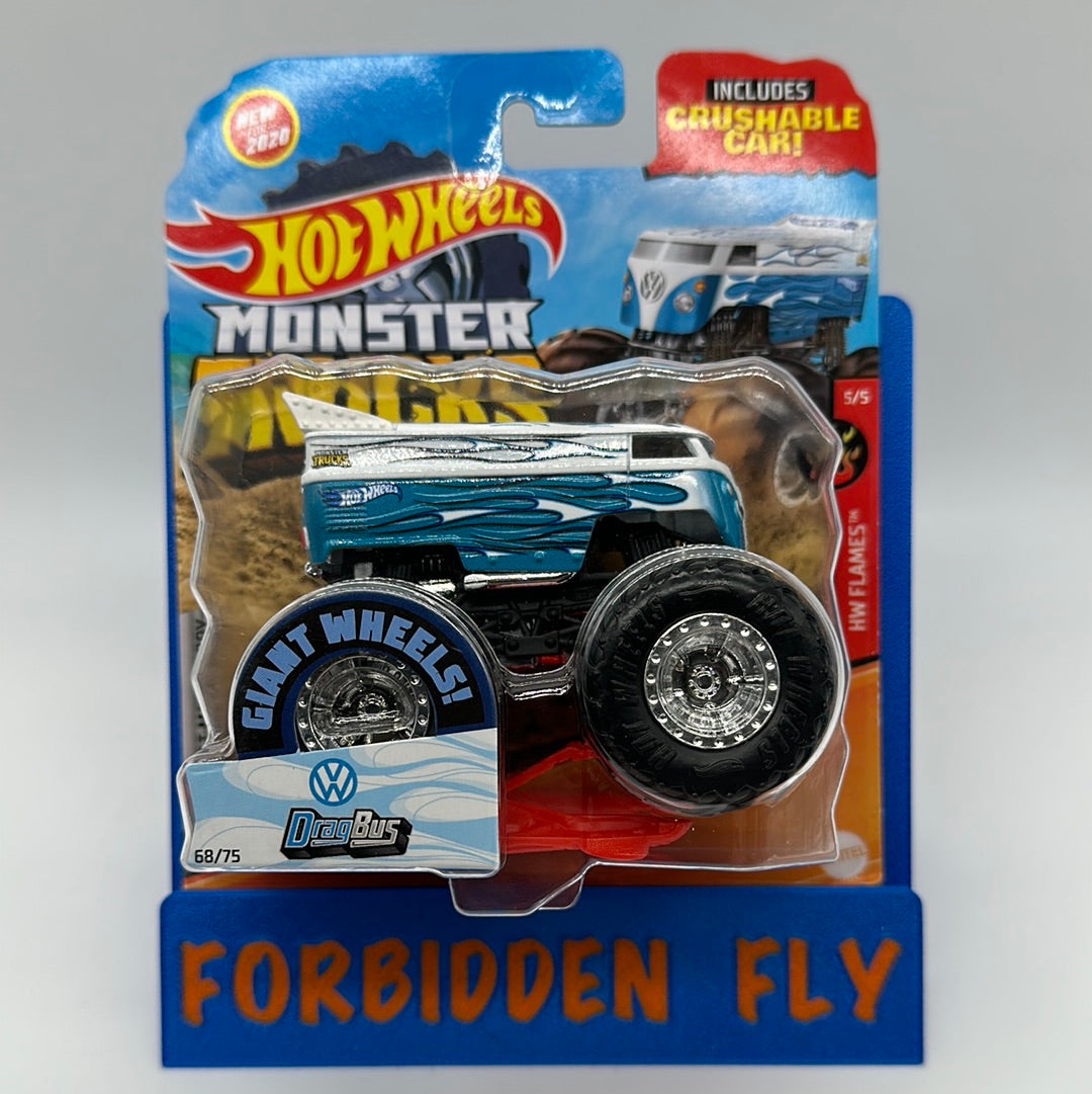 Hot Wheels Monster Trucks - 2020 HW Flames w/ Crushable Car #68/75 - VW Drag Bus