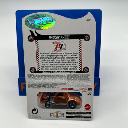 Hot Wheels RLC Red Line Club - 2019 Release - ‘41 Willy’s Gasser - Talkin’ Bout - Orange