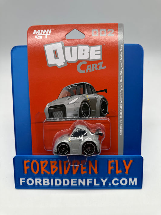 Mini GT Qube Carz - #002 Nissan GT-R (R35) LB Works Type 1 Rear Wing Version Matte Grey