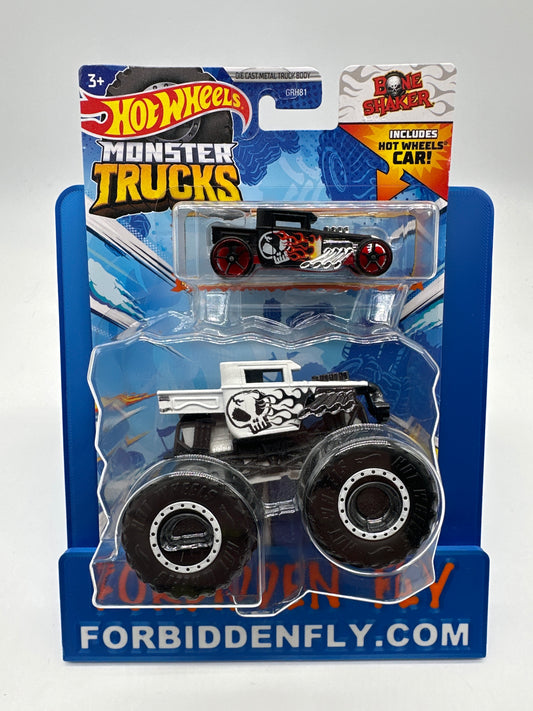 Hot Wheels Monster Trucks - 2023 Combo 2 Pack - White Bone Shaker Monster Truck w/ Bone Shaker Car