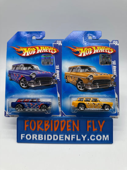 Hot Wheels Mainline - 2009 Factory Stickered - Heat Fleet Series - ‘55 Chevy Nomad - Lot Of 2