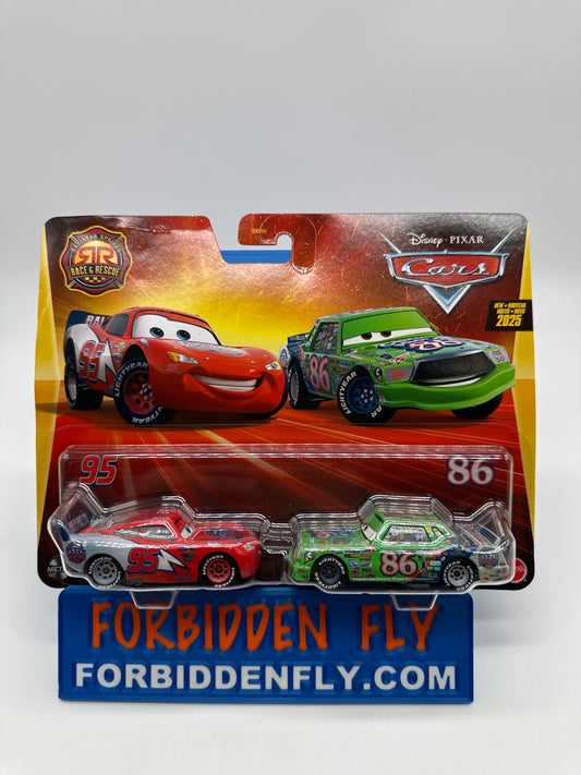 Disney Pixar Cars 2025 - (Two) 2 Pack - Race & Rescue - Lightning McQueen & Chick Hicks