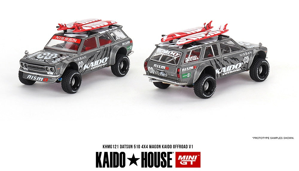 Kaido House (x MiniGT) - Regular Release #121 - Gray Datsun 510 Wagon 4x4 Kaido Offroad V1