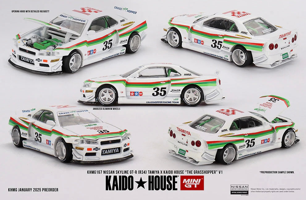 Kaido House (x MiniGT) - Regular #167 - Nissan Skyline GT-R (R34) “The Grasshopper” - White