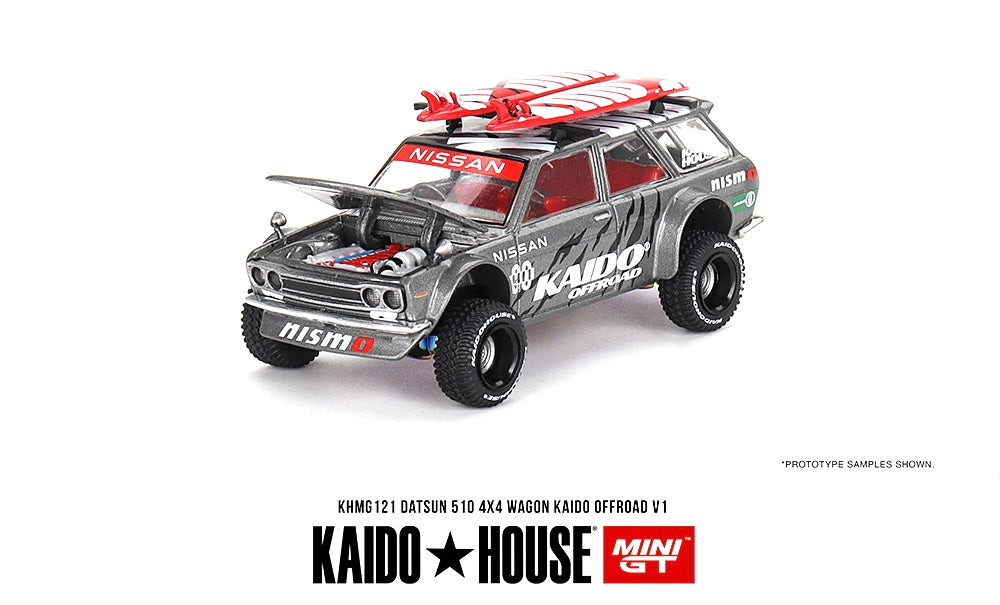 Kaido House (x MiniGT) - Regular Release #121 - Gray Datsun 510 Wagon 4x4 Kaido Offroad V1