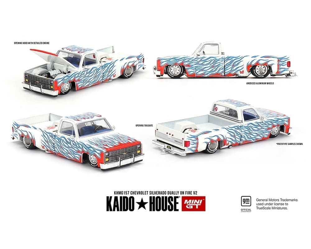 Kaido House (x MiniGT) - Regular #157 - Chevrolet Silverado Dually On Fire V2