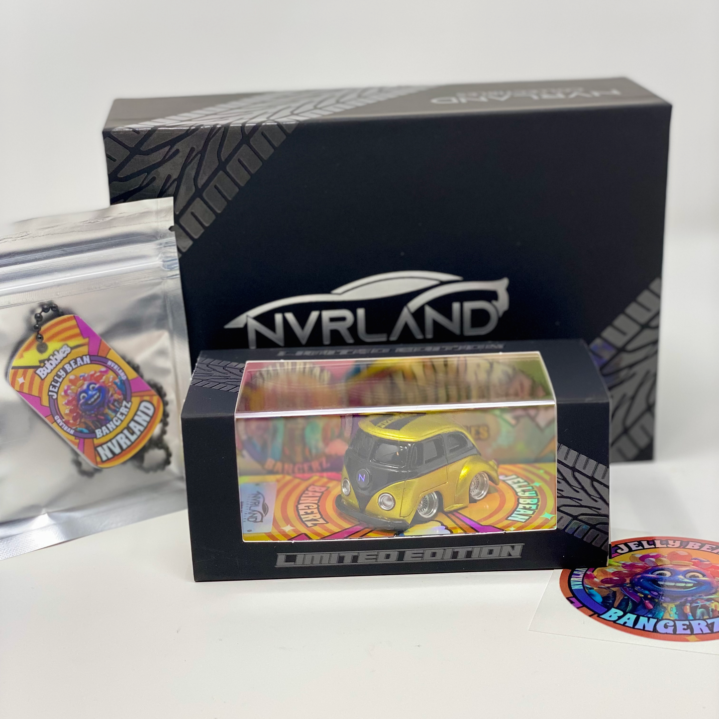 NVRLand Collectibles - Jelly Bean Bangerz Release Car - Yellow/Gold “Bubbles” Standard Bangerz