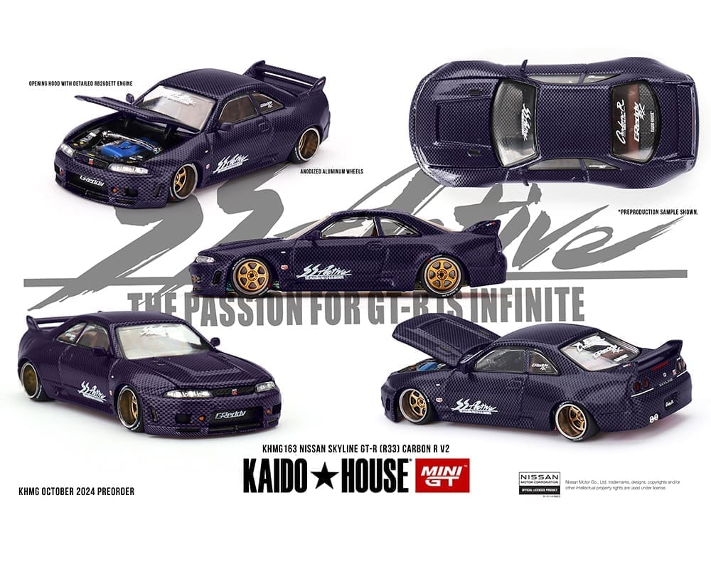 Kaido House (x MiniGT) - Regular #163 - Nissan Skyline GT-R (R33) Active Carbon R V2 - Purple