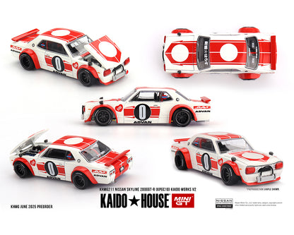 Kaido House (x MiniGT) - Regular Version #211 - Nissan Skyline 2000 GT-R (KPGC 10) Kaido Works V2 White