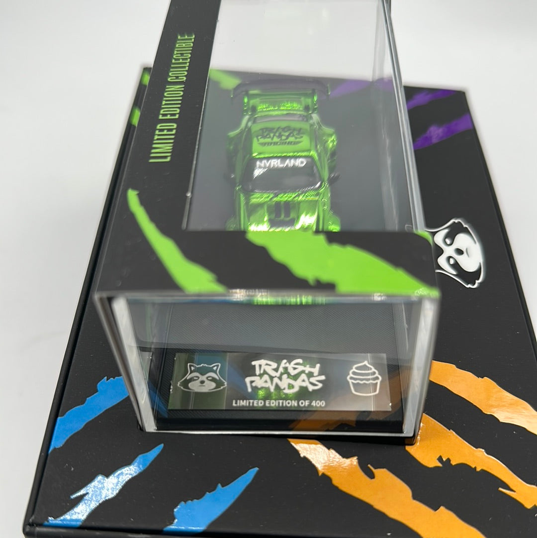 NVRLand Collectibles - Trash Pandas Release Car - Chrome Green “Pits Stop” Porsche 911