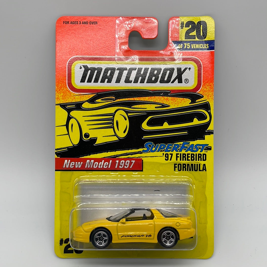 Matchbox - 1997 Mainline - ‘97 Pontiac Firebird Formula - Yellow - # 20/75