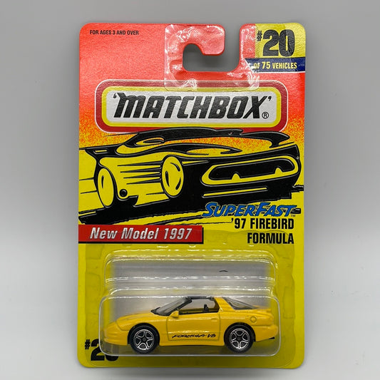 Matchbox - 1997 Mainline - ‘97 Pontiac Firebird Formula - Yellow - # 20/75