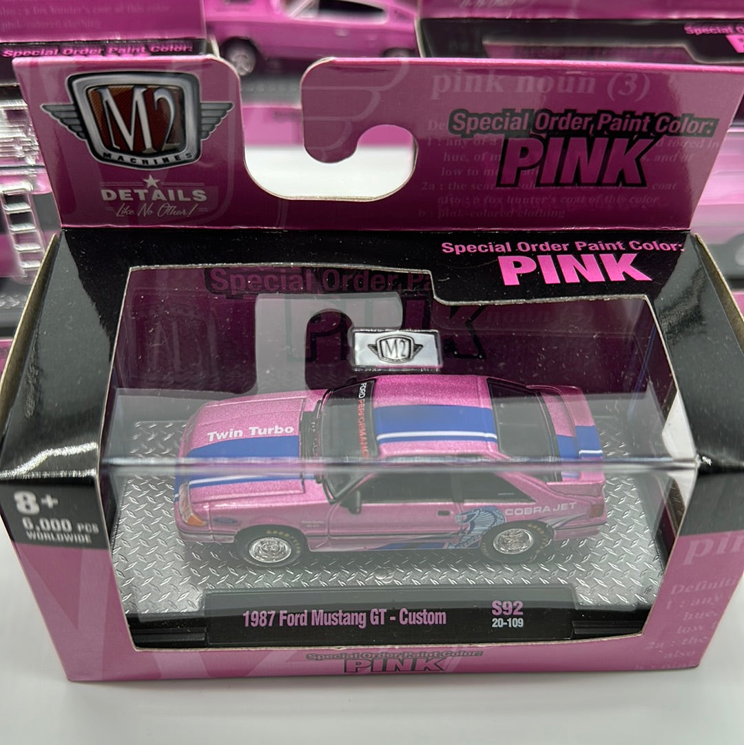 M2 Machines Acrylic Boxed Car Set - Special Order Paint Color: Pink 2021 Series - Complete Set of 6