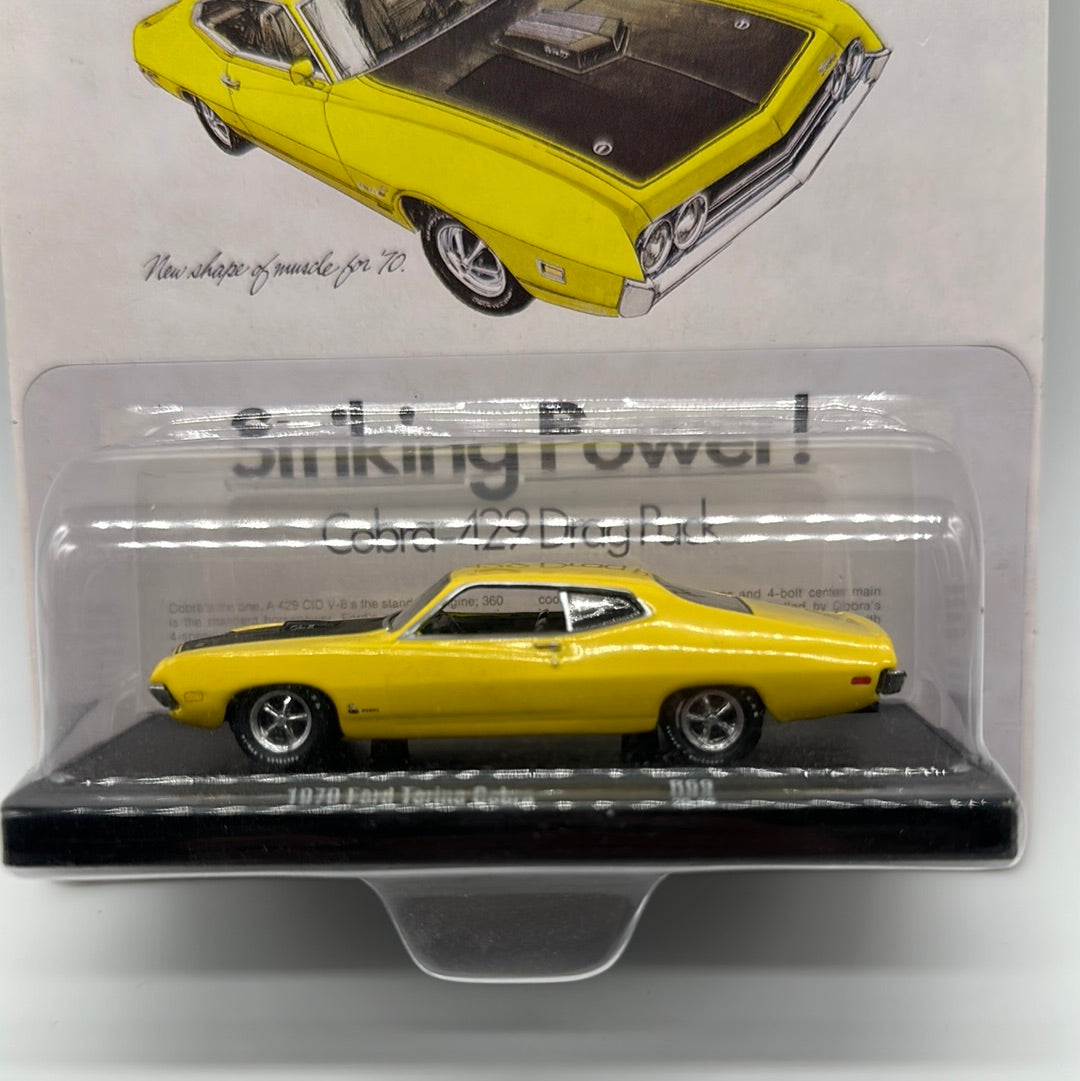 M2 Machines Auto Drivers - R69 - 1970 Ford Torino Cobra - Yellow