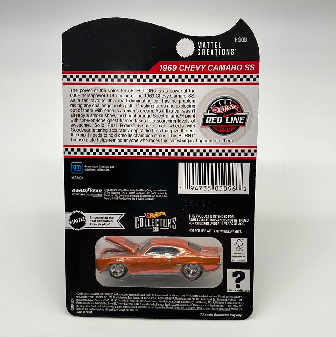 Hot Wheels RLC Red Line Club - 2022 Selections Series - 1969 Chevy Camaro SS - Orange