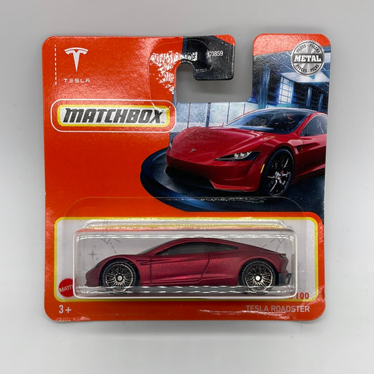 Matchbox - 2021 Mainline - International Short Card - Tesla Roadster - Maroon - # 4/100